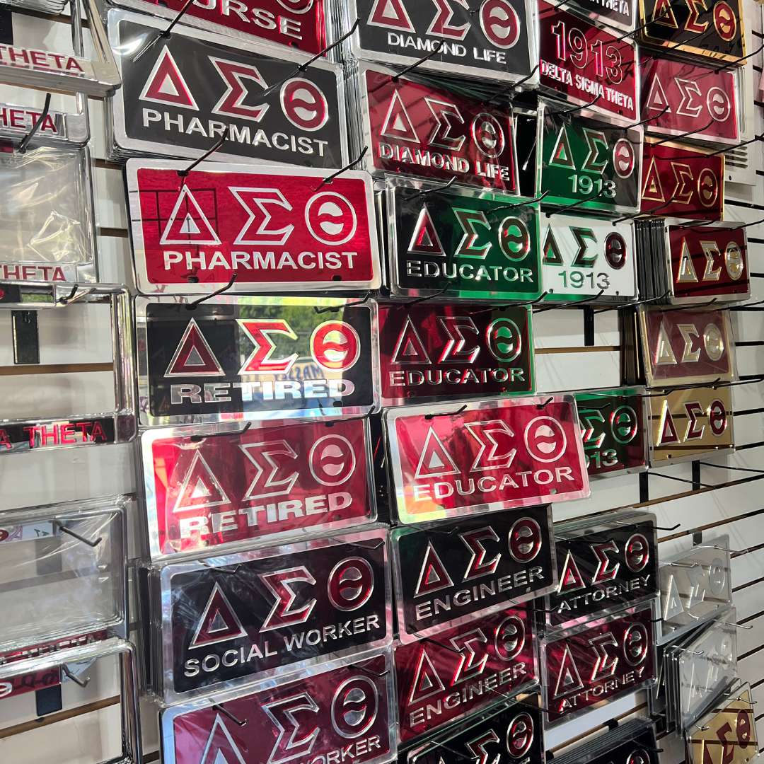 Delta Sigma Theta Tags and Tag Frames Display at Betty's Promos Plus