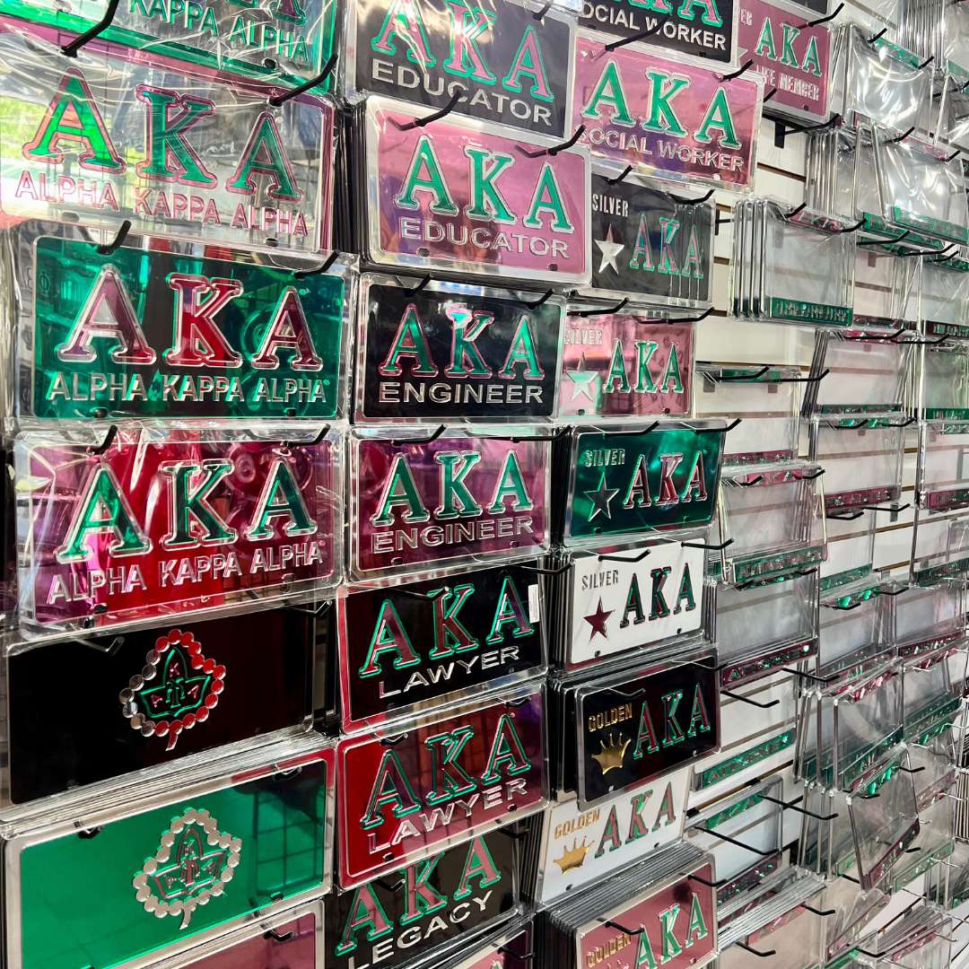 Alpha Kappa Alpha Tags and Tag Frames Display at Betty's Promos Plus