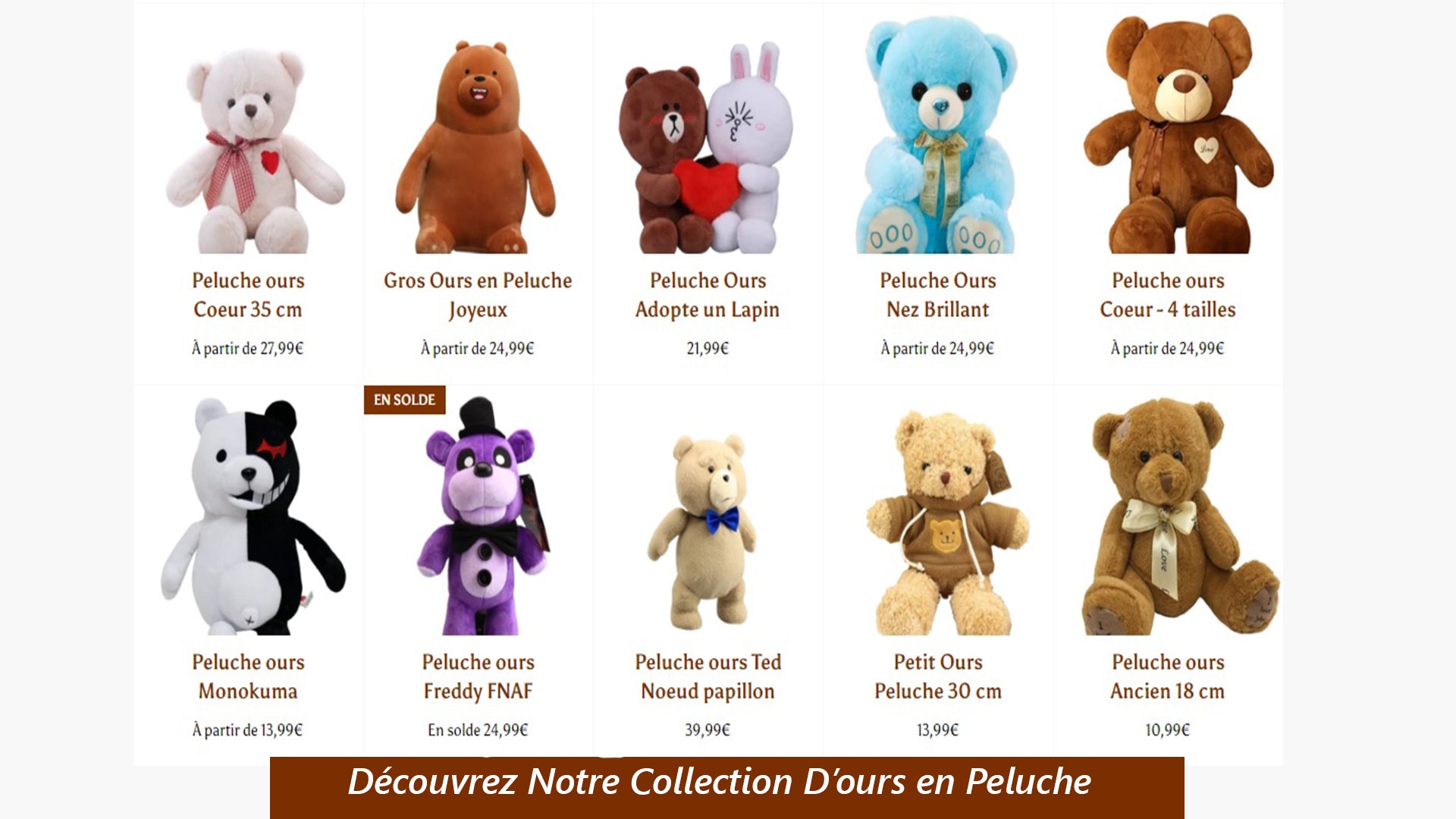 collection d'ours en peluche