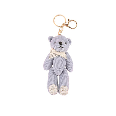 Porte clé ours en peluche bleu jean - Doudou et compagnie