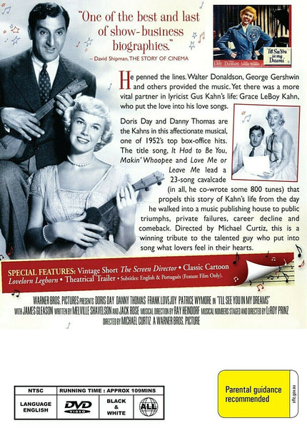 I Ll See You In My Dreams 1951 Dvd Doris Day Danny Thomas Timeless Classic Dvd