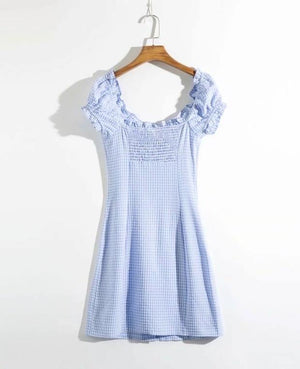 gingham milkmaid dress
