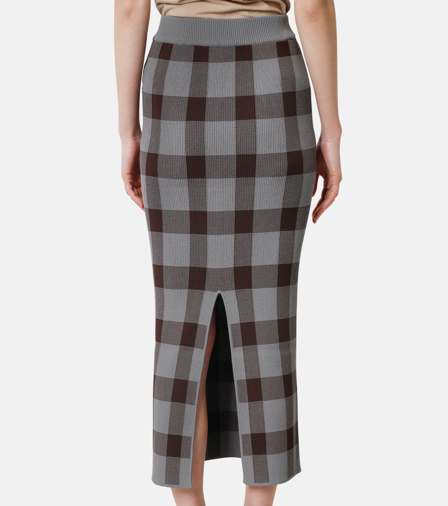 LE CIEL BLEU Check Jacquard Knit Skirt | chargerstrivia.com