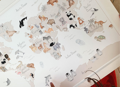 World Animal Map - Christmas Gift Ideas For Nursery & Kids Bedroom