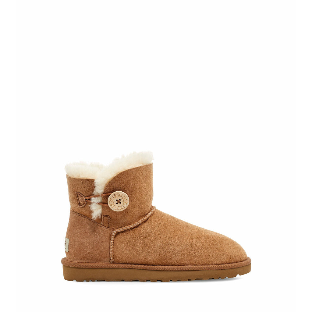 Ugg Women S Mini Bailey Button Ii Boot In Chestnut Footprint Usa