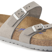 Birkenstock Mayari Nubuck Leather Soft Footbed Sandal in Dove Grey