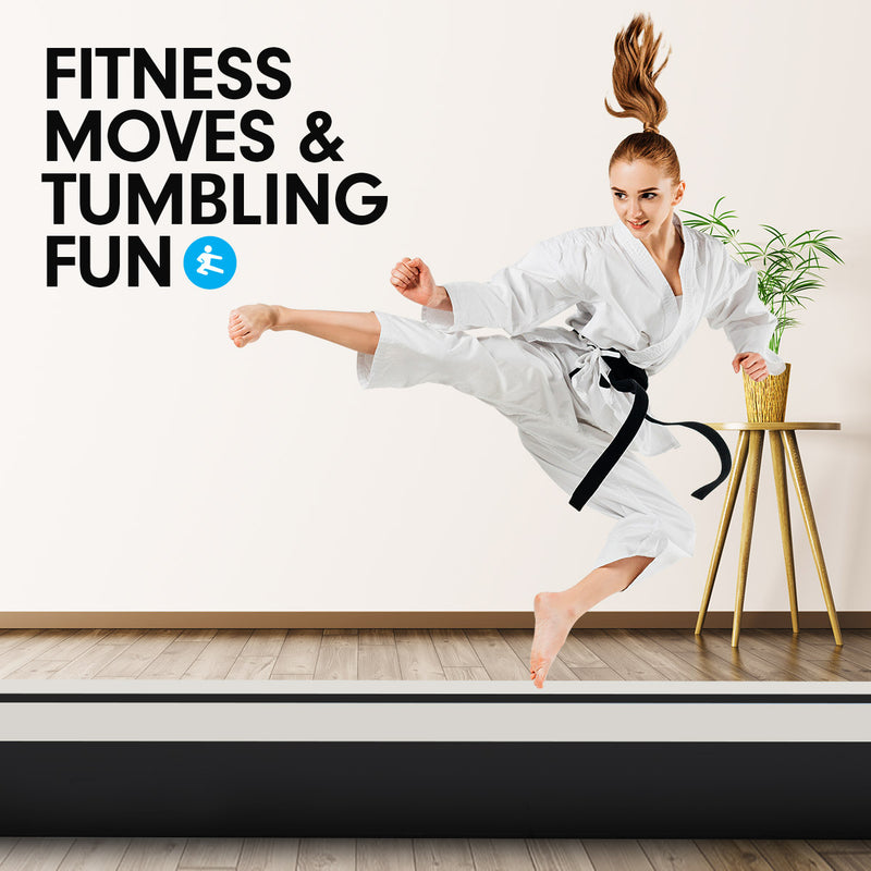 5m x 1m Air Track Inflatable Tumbling Mat Gymnastics - Grey Black