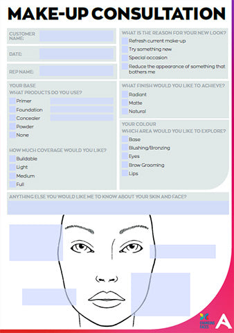 Changing Faces - skin consultation form.