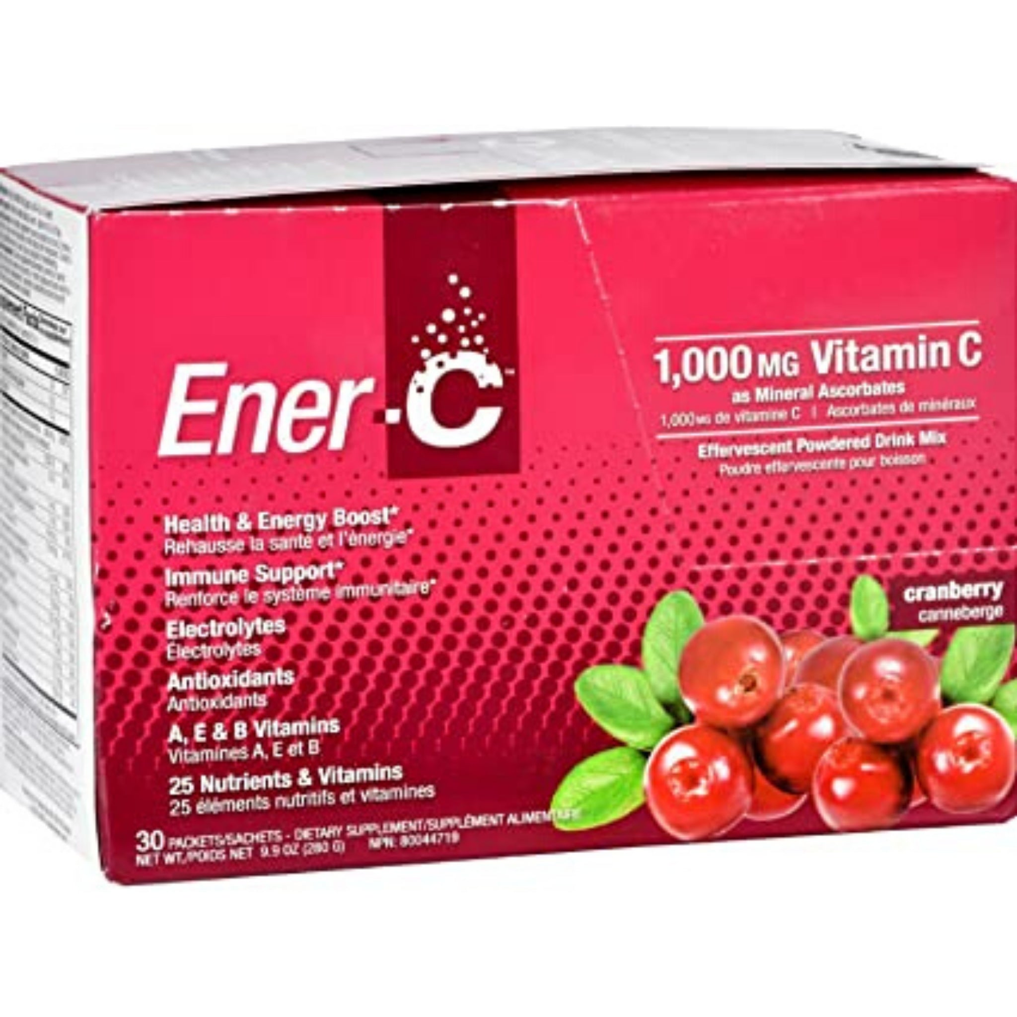 Ener C 1000mg Vitamin C Cranberry 30 Packets Papillon Foods