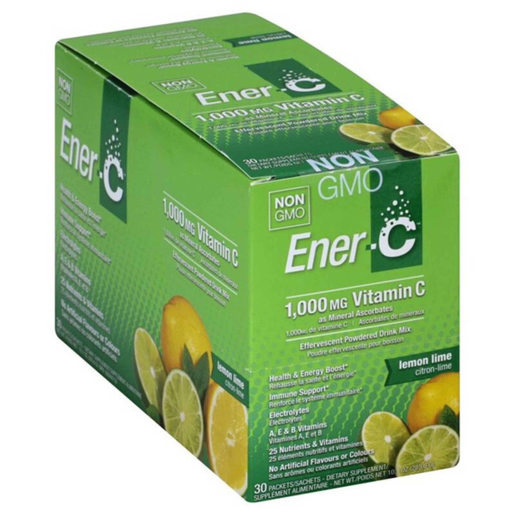 Ener C 1000mg Vitamin C Lemon Lime 30 Packets Papillon Foods