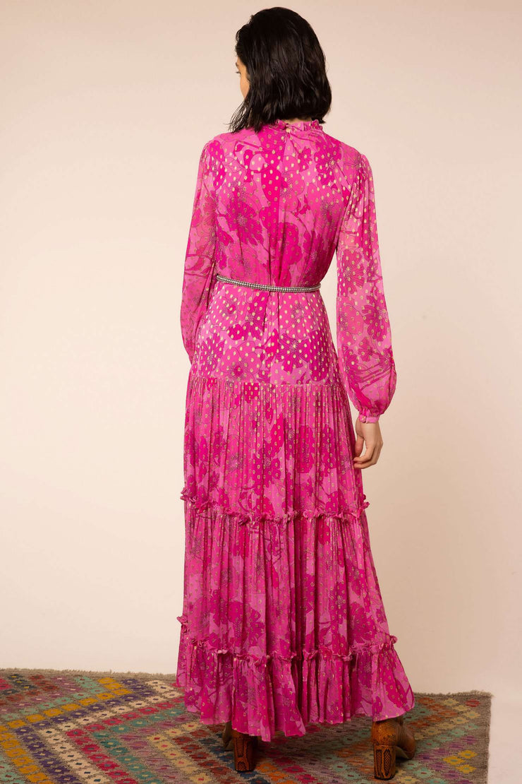 pink midi floral dress