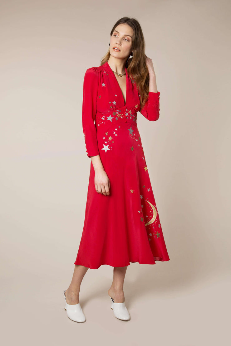 rixo red star dress