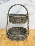 Two part straw food basket (grey)