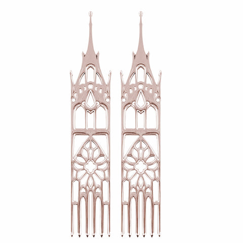 14K rose gold moon temple cathedral earrings, what is rose gold