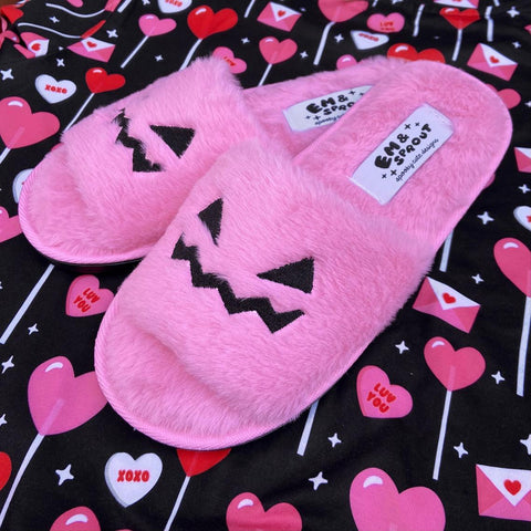 em&sprout pink halloween slippers, valentines gift, inchoo bijoux