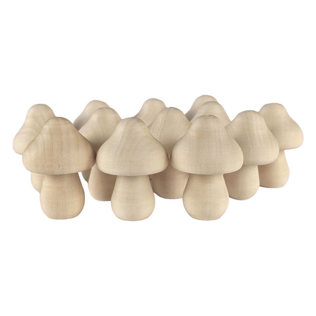 Small wooden mushroom set of 5 – Craft Supply House