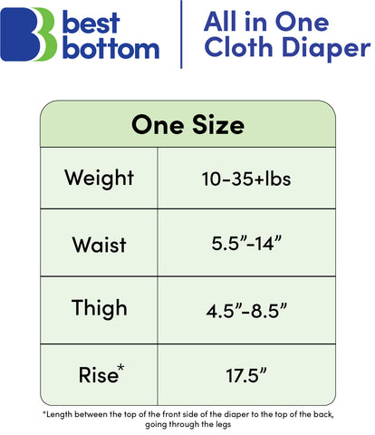 Size chart of Best Bottom all in one