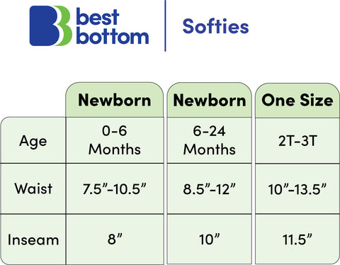 Size chart of Best Bottom softies