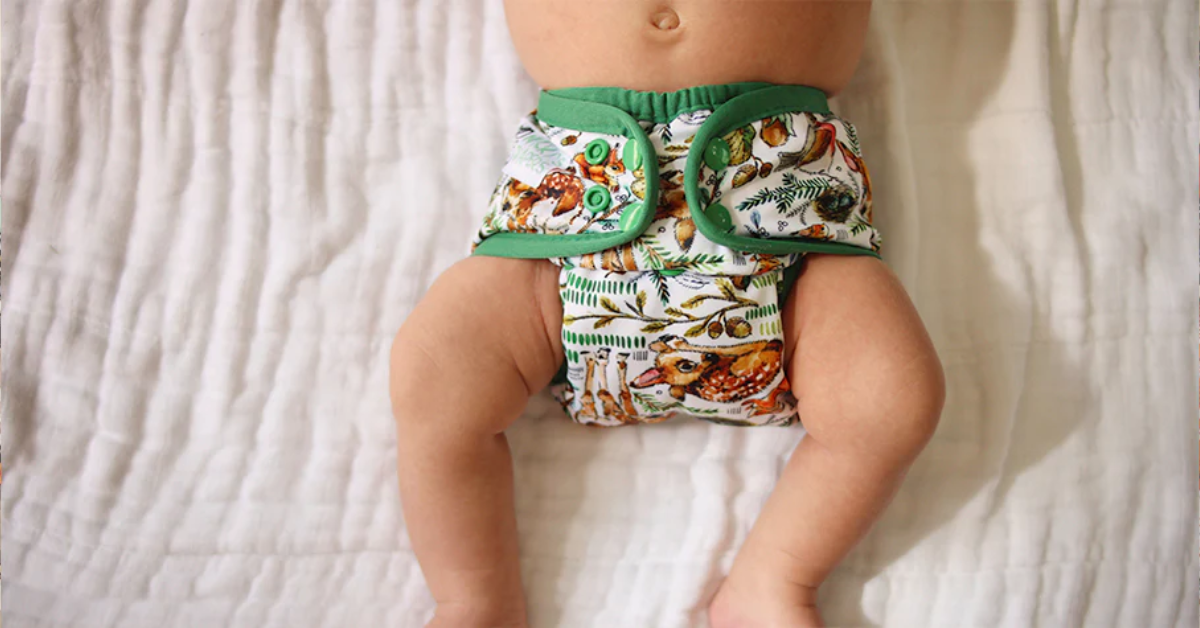 baby wearing cloth diapers