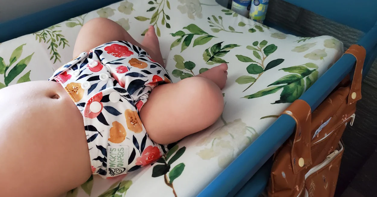 cloth diaper on a changing table