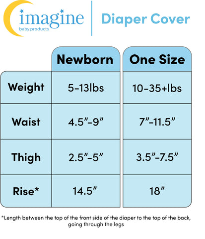 Size chart of Imagine Baby diaper cover