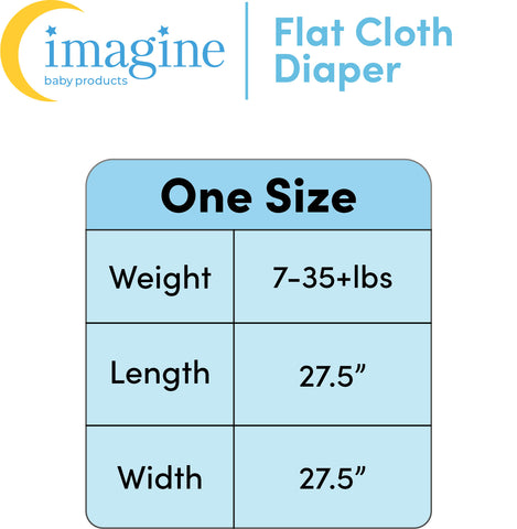 Size chart of Imagine Baby flat cloth diaper