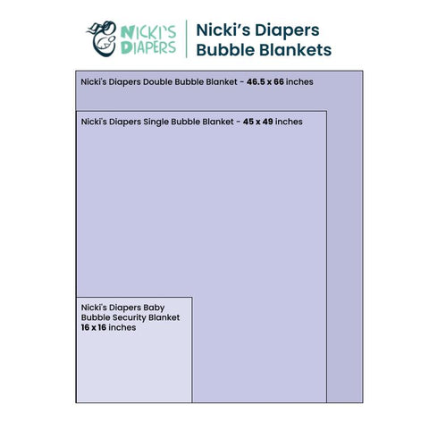Size chart of Nicki's Diapers bubble blanket
