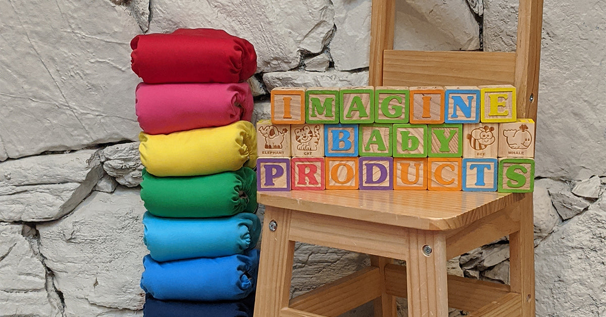 imagine baby product cloth diapers and baby blocks