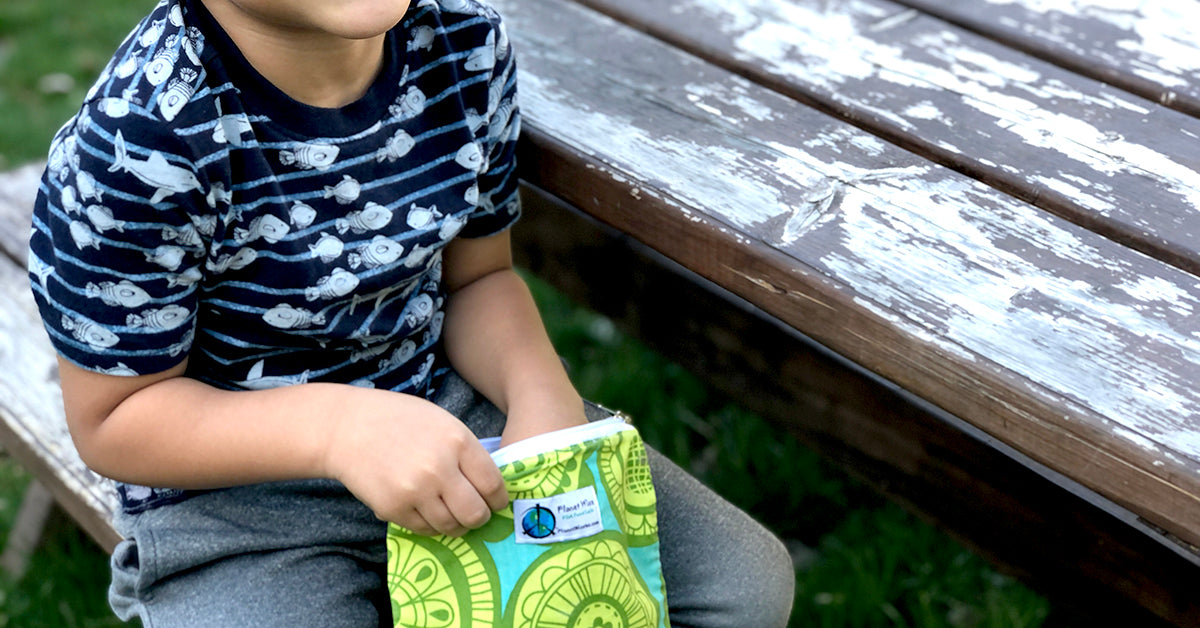 snacking with a reusable planet wise snack bag