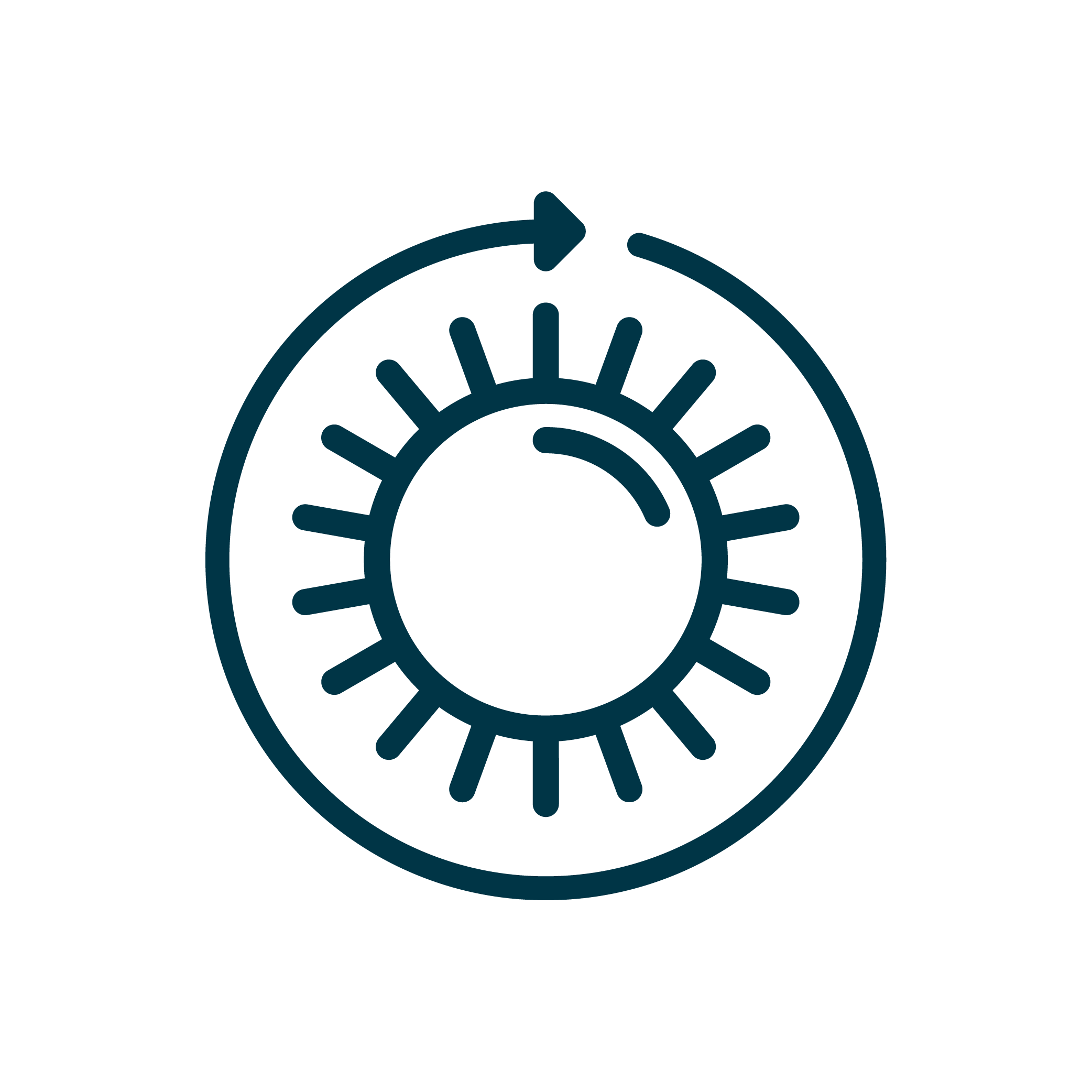 Arrow around sun representing 1 day