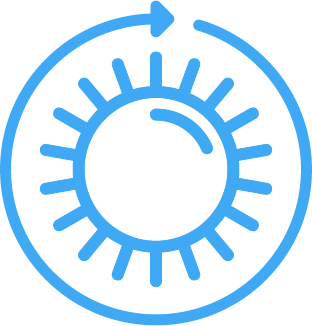 Arrow around sun representing 1 full day