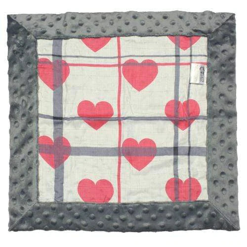 Nicki's Diapers Gray and Pink Heart Cuddle Security Blanket