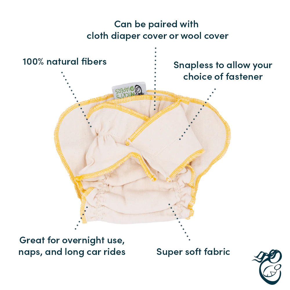 Image with the functions of of Nicki's Snapless Bamboo Fitted Diaper