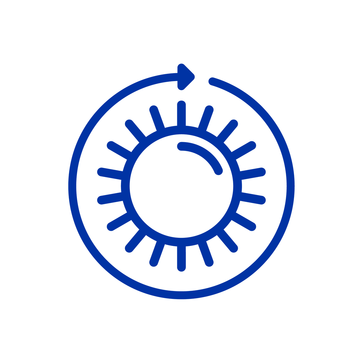 Arrow around sun representing 1 full day