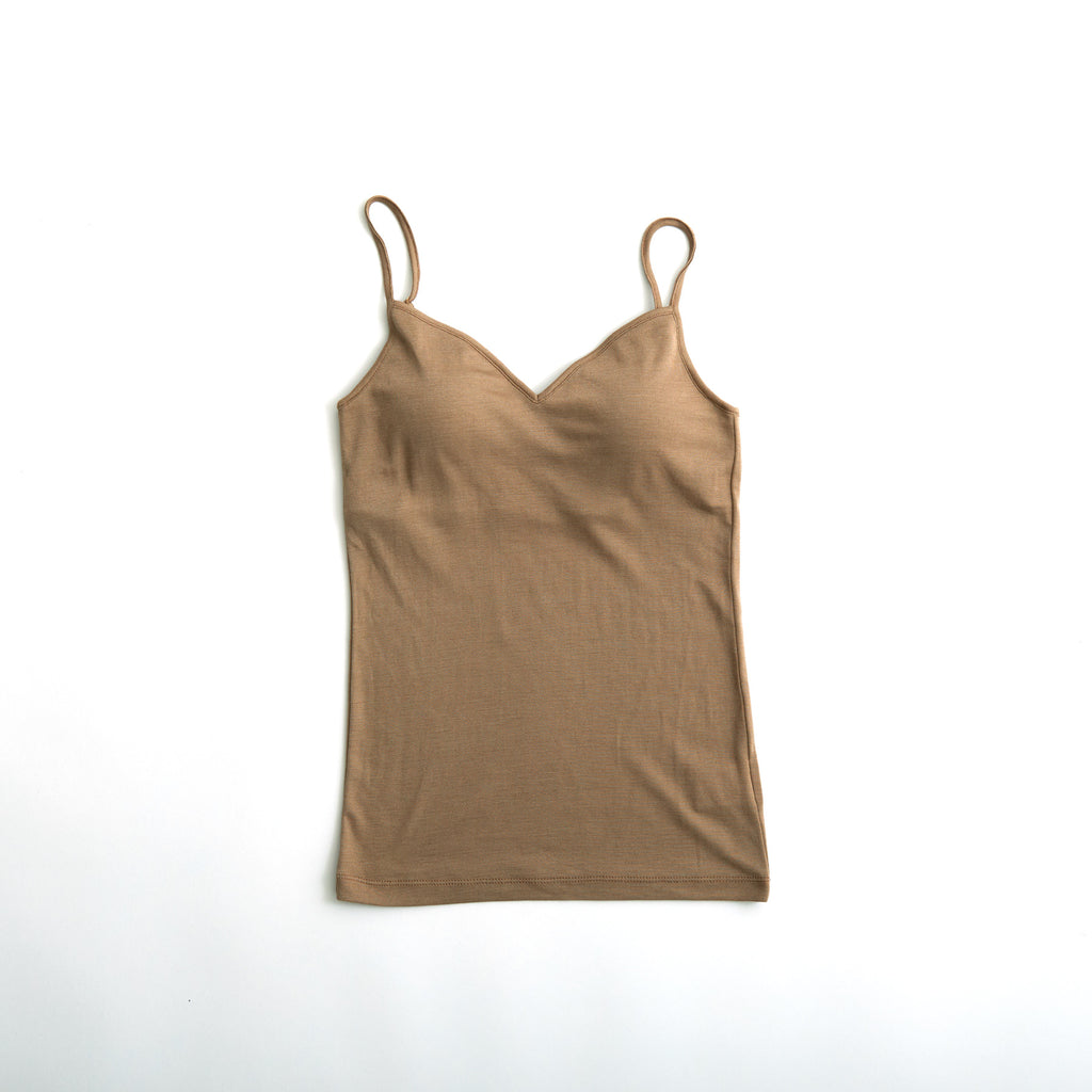100% Silk Camisole with Bra - 4 sizes, 9 colors / Built-in Bra