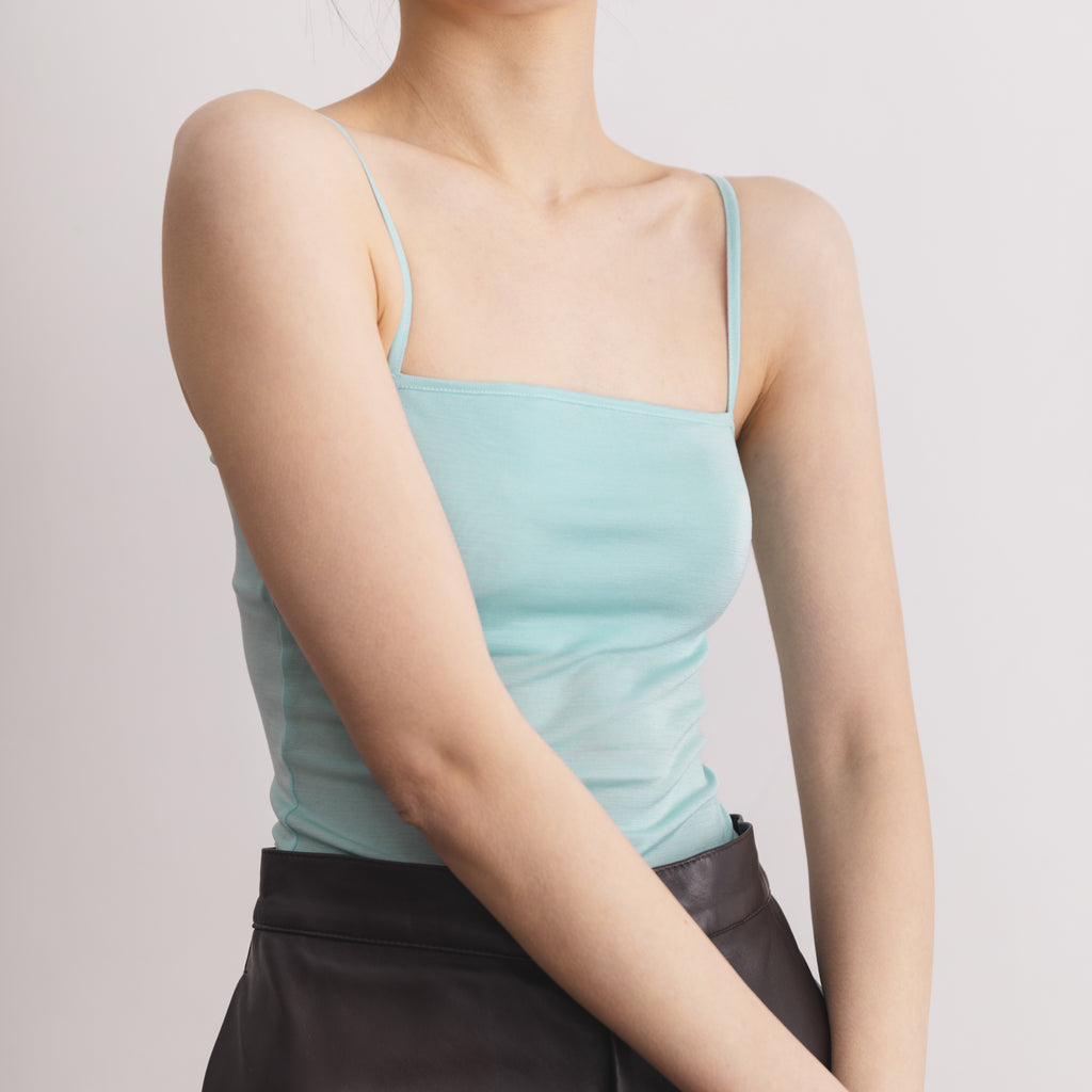 100% Silk Bare Camisole with Bra in Mint