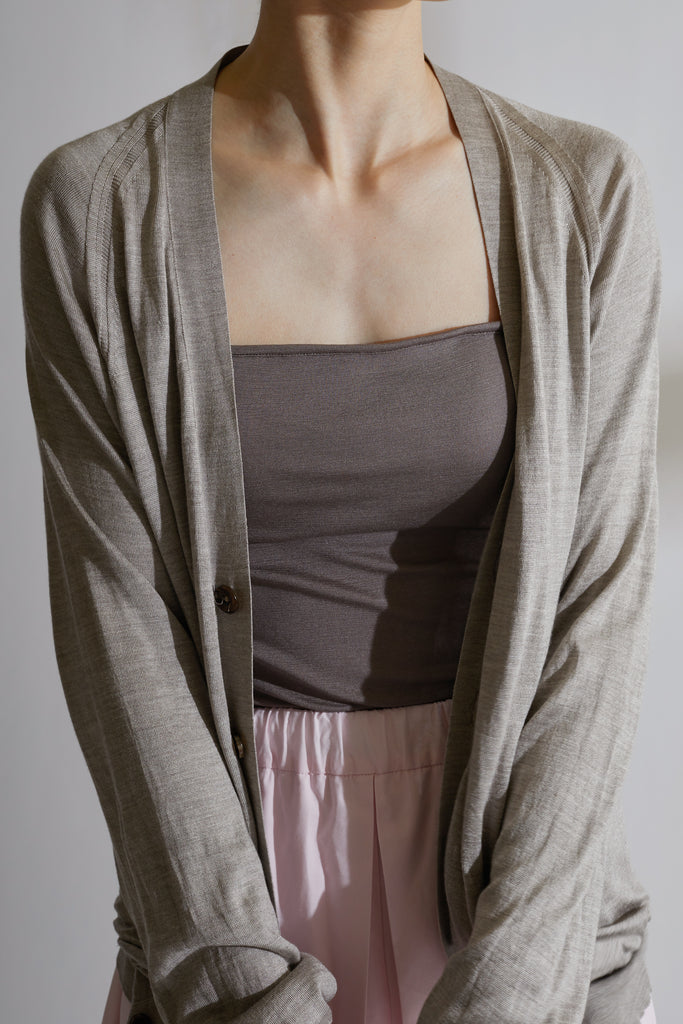 100% Silk Bare Camisole with Bra in Taupe Styling