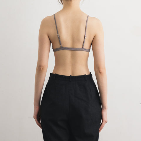 Model: 168cm C65, Wearing 100% Silk Bralette size M (back)