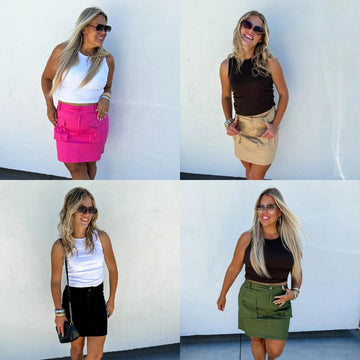 PREORDER: Carly Cargo Skirt in Assorted Colors