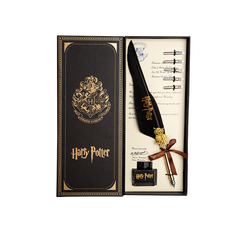 Harry Potter Vintage Feather Dip Pen Writing Set with ink Calligraphy ...