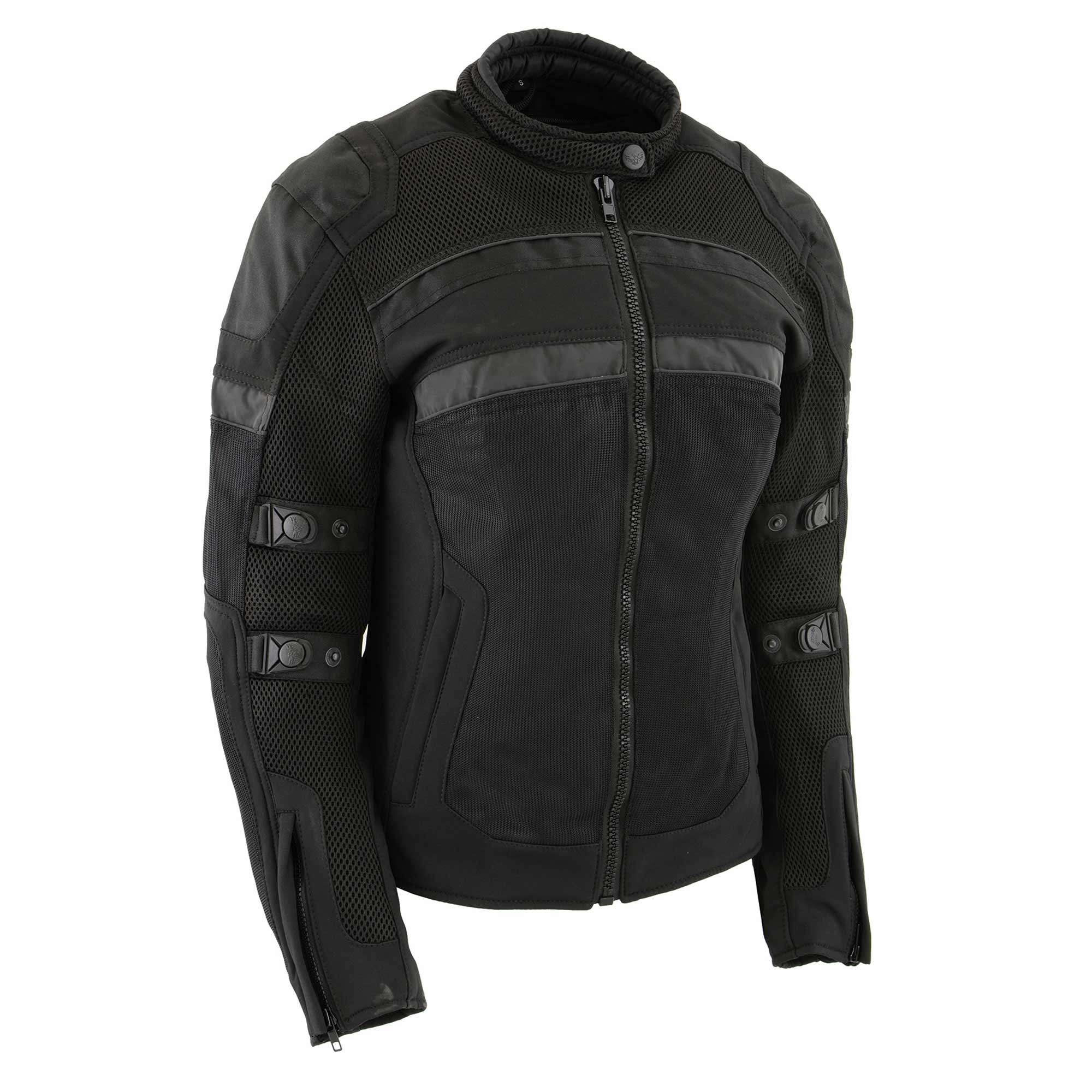 Milwaukee Leather MPL2775 Black Armored Textile Motorcycle Jacket for Women - All Season Jacket w/ Removable Liner - Milwaukee Motorcycle Clothing product image