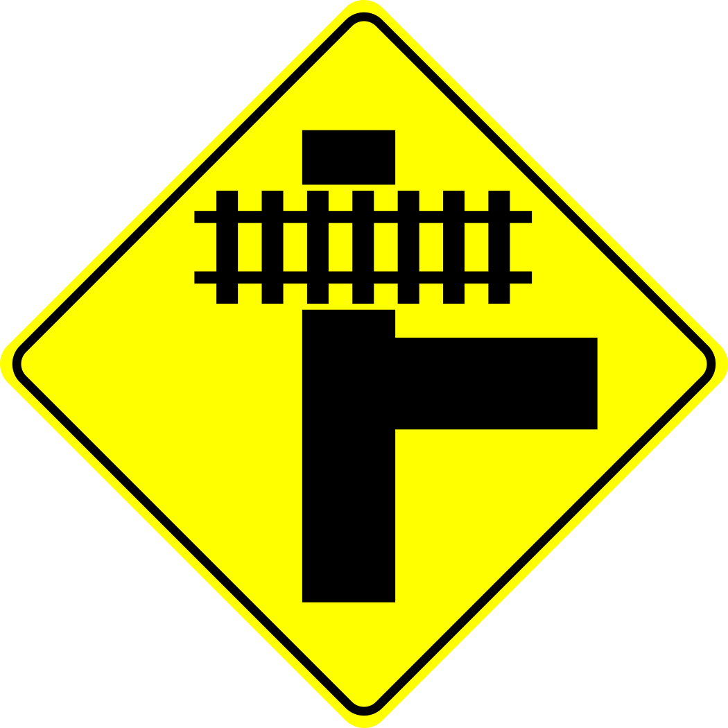 Railway Crossing T Intersection Ahead Sign MUTCDC WA-19B – River Signs