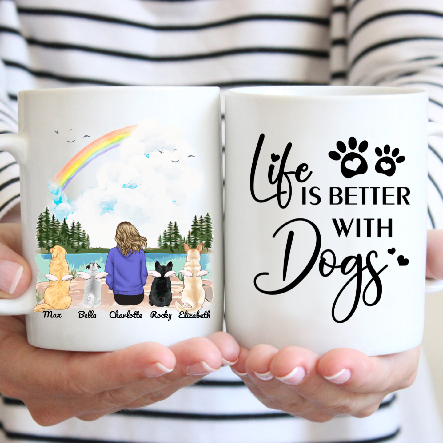 Download Cups Life Is Better With Dogs Personalized Mug Girl And Dogs Custom Mugs For Dog Lovers Kitchen Dining