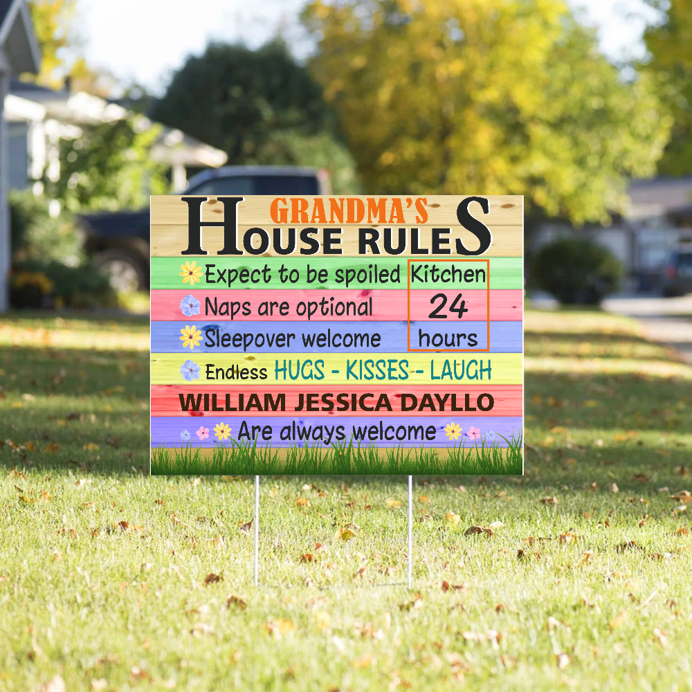 Download Personalized Custom Yard Sign Grandma S House Rules Grandma Yard S Famigifts