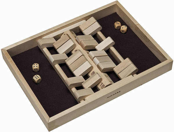 We Games 4 Player Shut The Box Jogo de tabuleiro de dados com tampa -  Madeira manchada