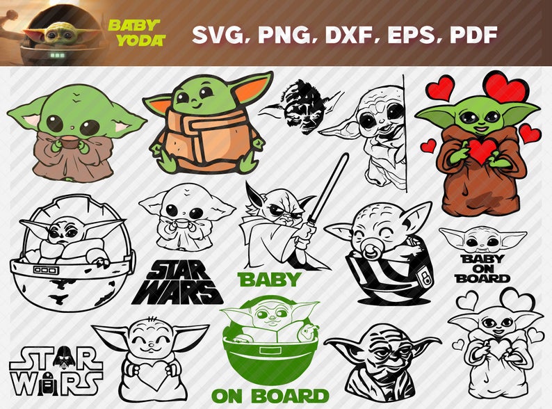 Baby YODA Bundle svg,dxf,png,Digital download, Instant ...