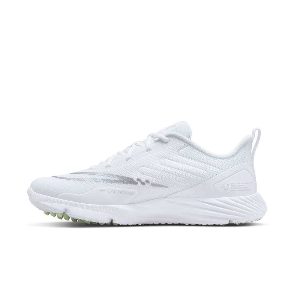 Nike Alpha Huarache 8 Pro Turf White/Silver Lacrosse Cleats