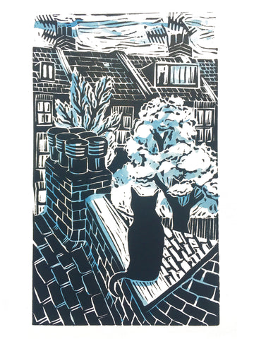 Kate Guy Prints Lockdown cat out on the tiles