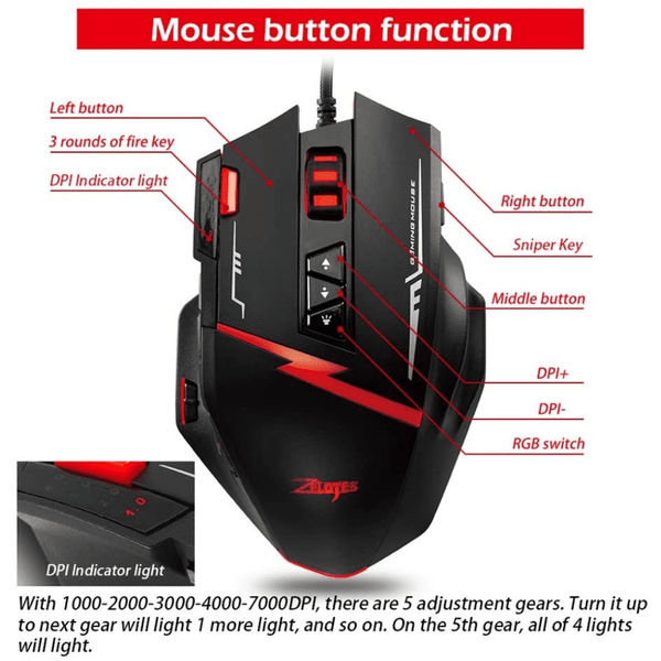 Load image into Gallery viewer, Zelotes C15 Professional Wired Gaming Mouse with RGB Light
