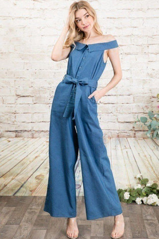 denim palazzo jumpsuit